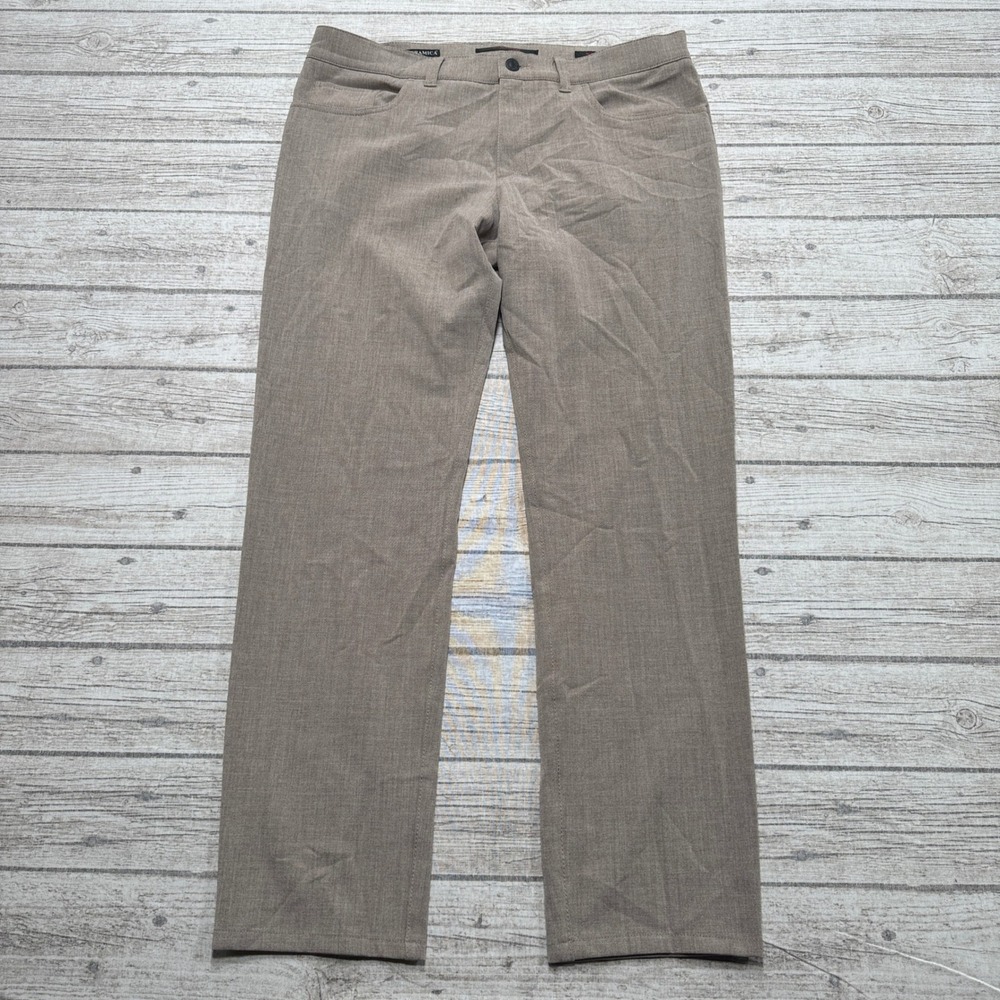 Alberto Pipe Ceramica Pants Men's 34x34 Brown Regular Fit Flat Front Trousers